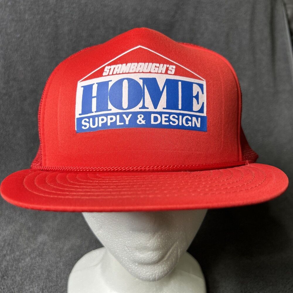 SnapBack Mesh Trucker Hat Home Supply Design Red Adjustable Cap